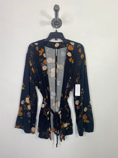 Free People Blk Floral Cardi