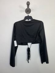 Dynamite Blk Satin Tie LngSlv