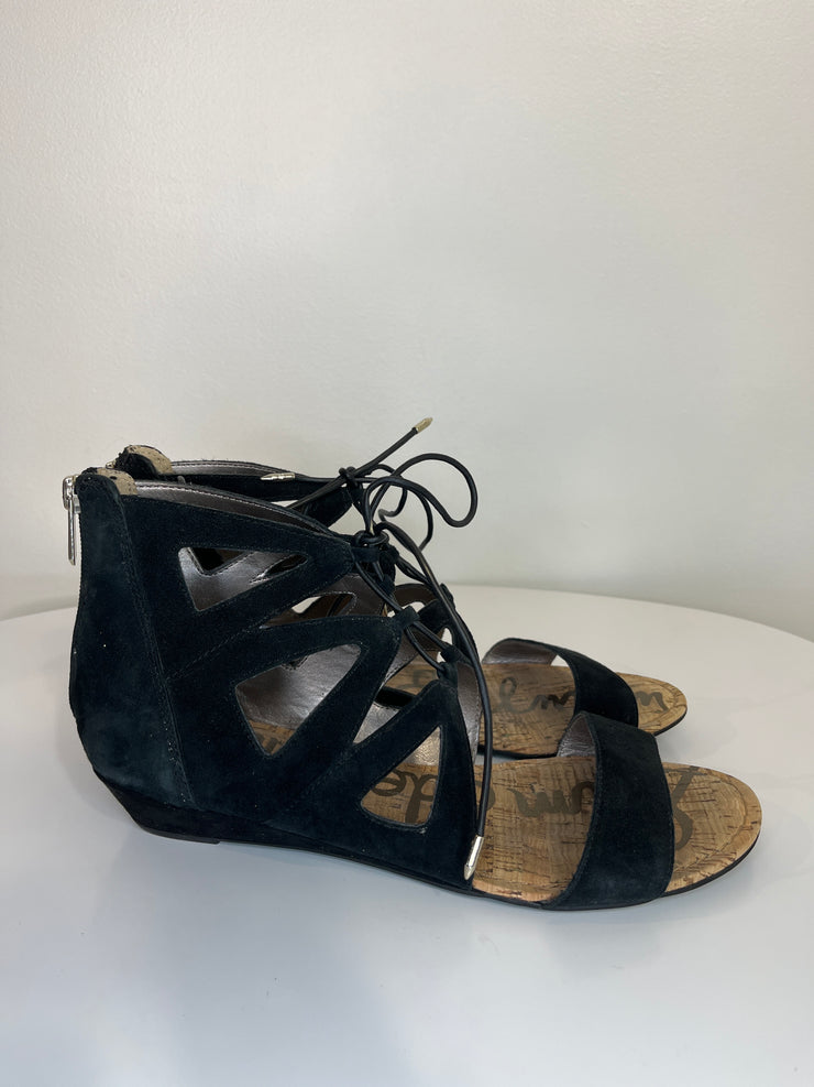 Sam Edel. Blk Cross Tie Sandal