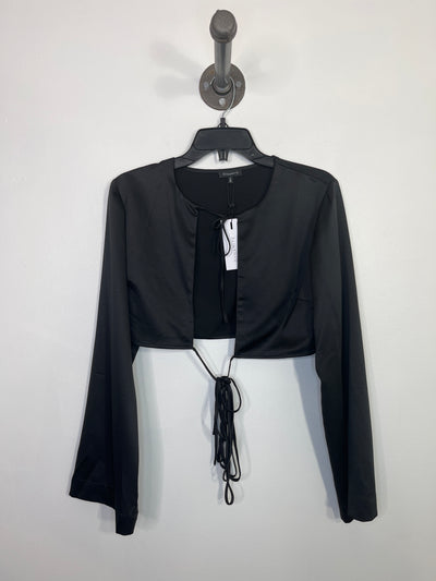 Dynamite Blk Satin Tie LngSlv