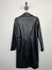 Garage Blk Pleather Long Coat