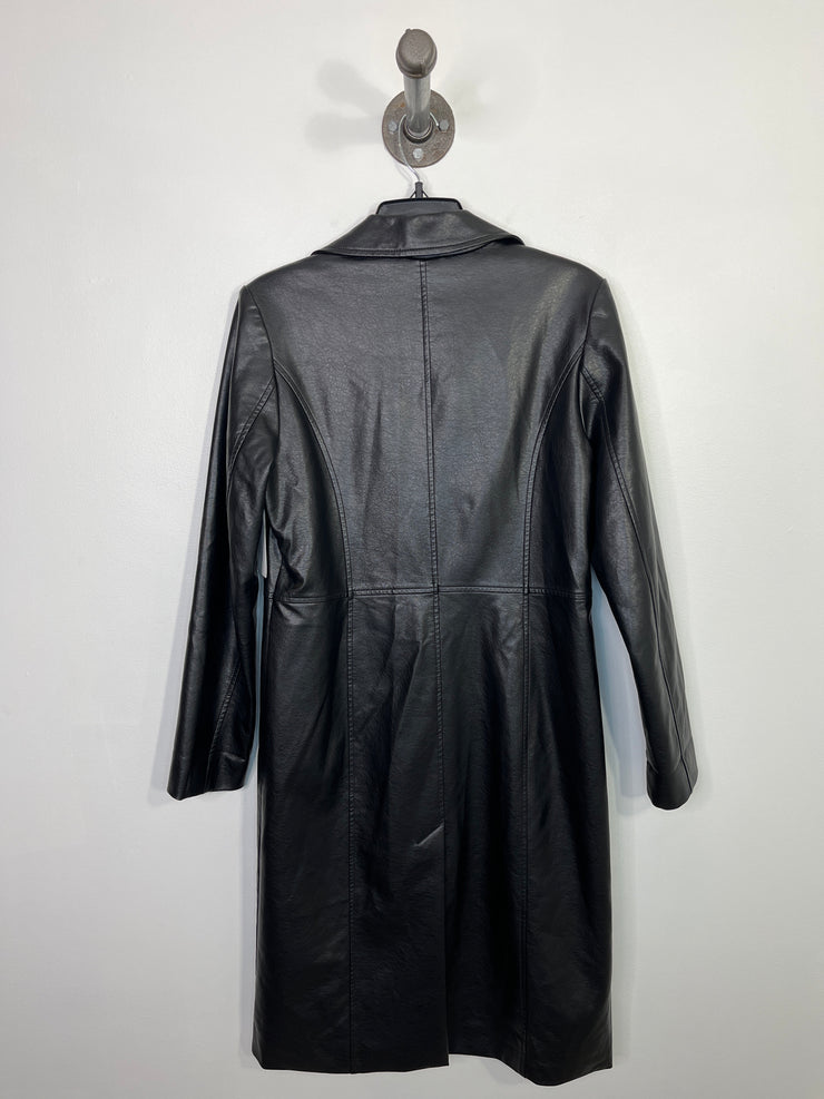 Garage Blk Pleather Long Coat
