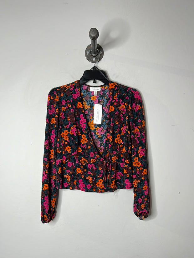 Topshop Floral Lsv Wrap Shirt