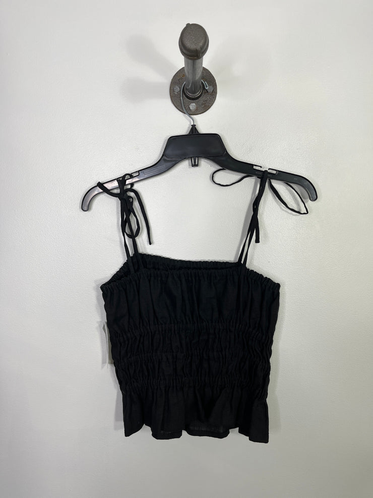 Love & Confuse Blk Linen Tank