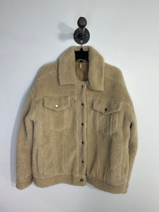 Free P. Beige Fuzzy Shacket