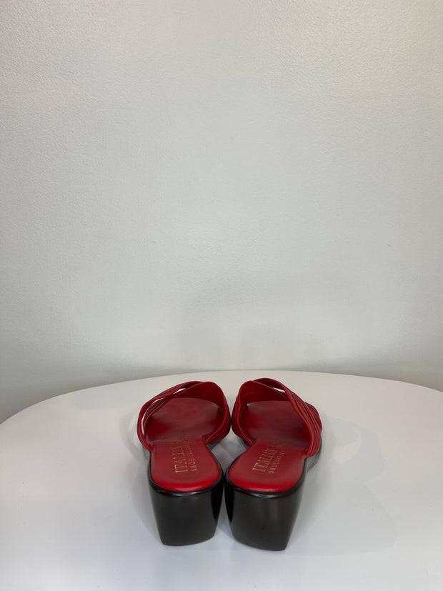 Italian Shoe. Red Wedge Sandal
