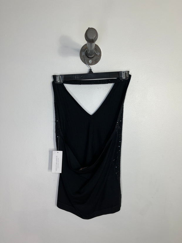 BCBG M. Blk Sequin Halter Top