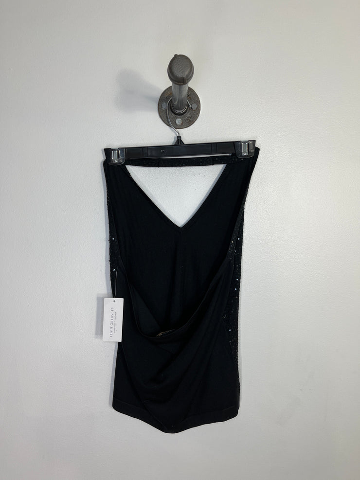 BCBG M. Blk Sequin Halter Top