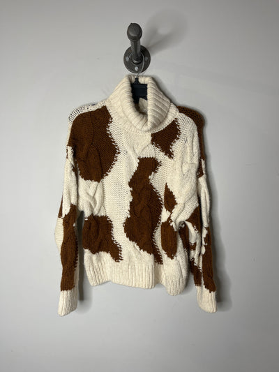 MNG Brn/Wht Turtleneck Sweater