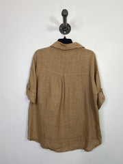 Pistache Brwn Linen Tee