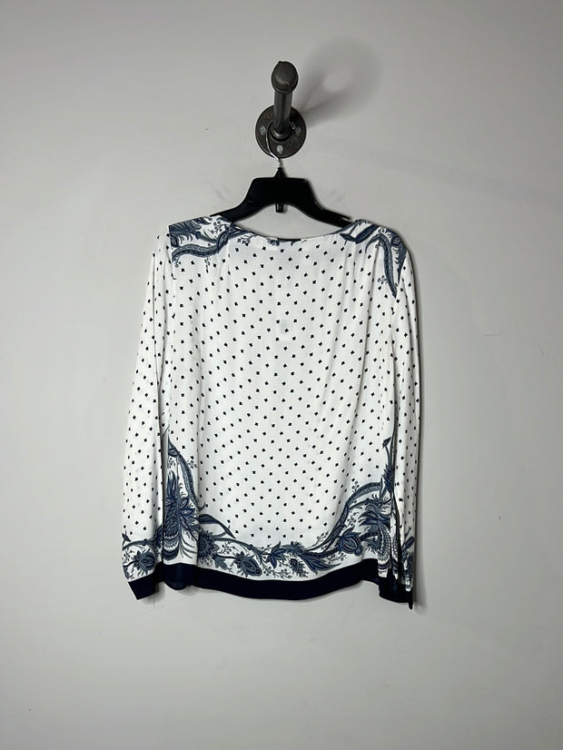 Zara Wht&Blu Patterned Blouse