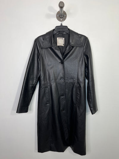 Garage Blk Pleather Long Coat