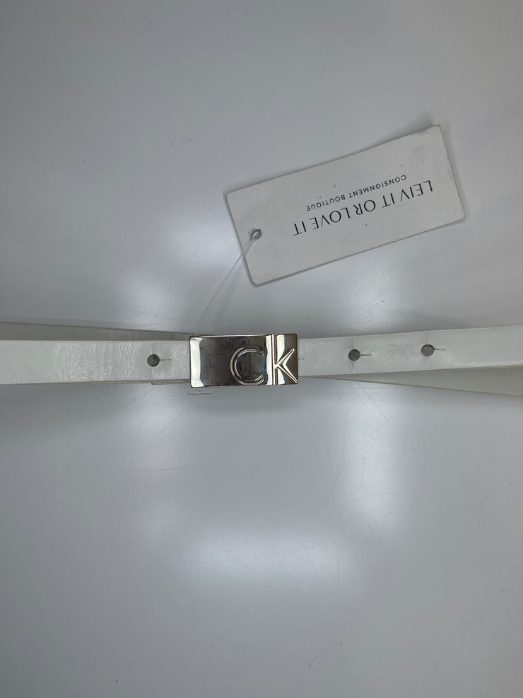 Calvin K White Logo Belt