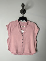 Free People Pink Button Tee