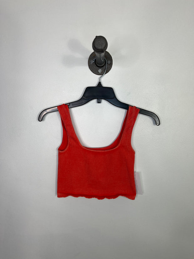Free P. Coral Ribbed Crop Tank