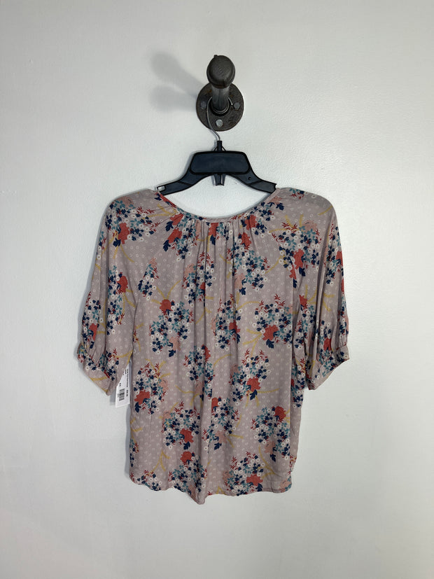 Velvet Pink Floral Blouse