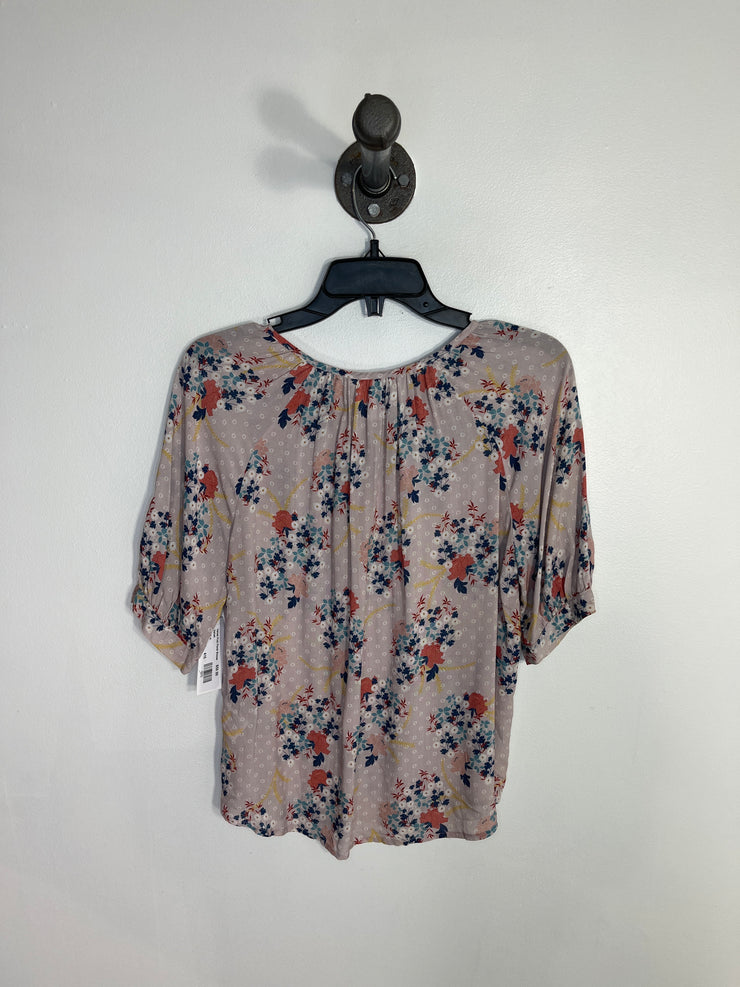 Velvet Pink Floral Blouse