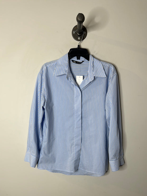 Zara Blue Stripe Button-Up