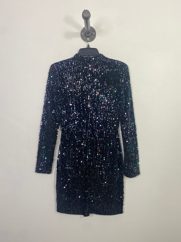 Apricot Blk Lsv Sparkle Dress