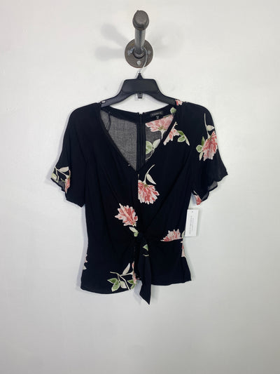 Dynamite Blk/Pk Floral Tie Top