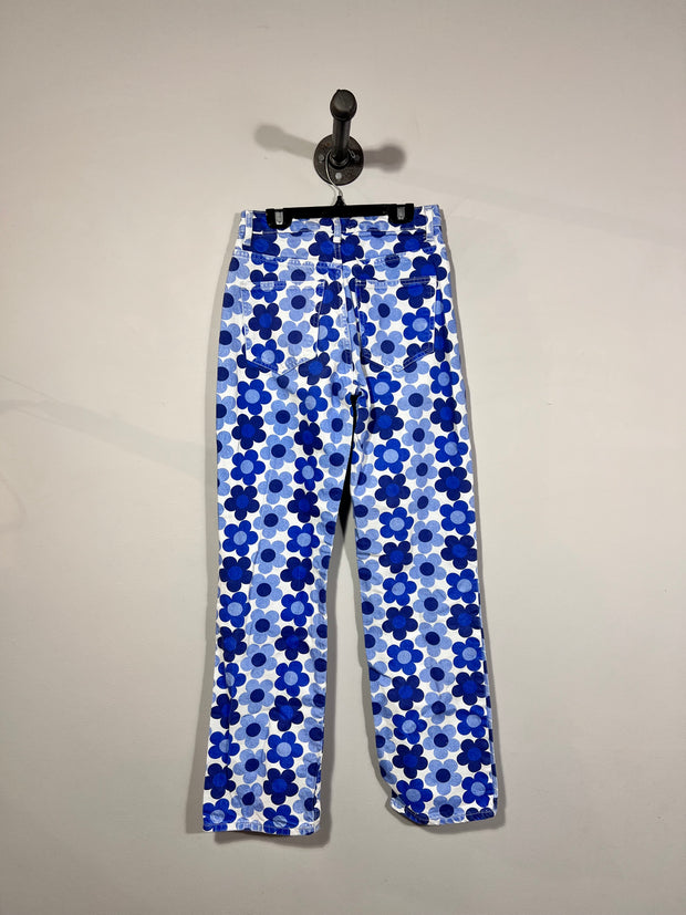 Jean bleu fleuri Zara