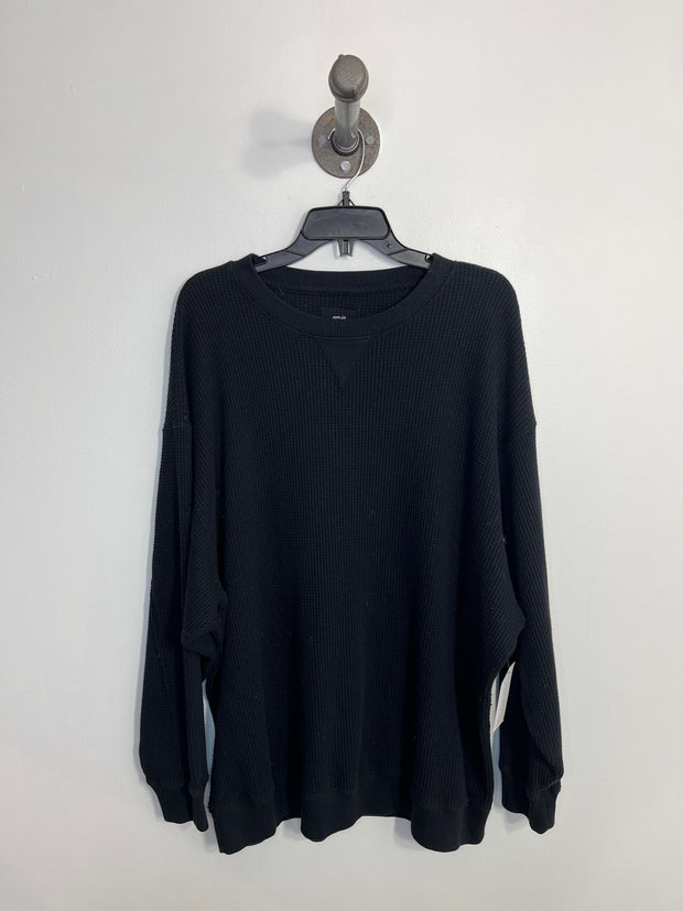 Aerie Black Waffle Crewneck