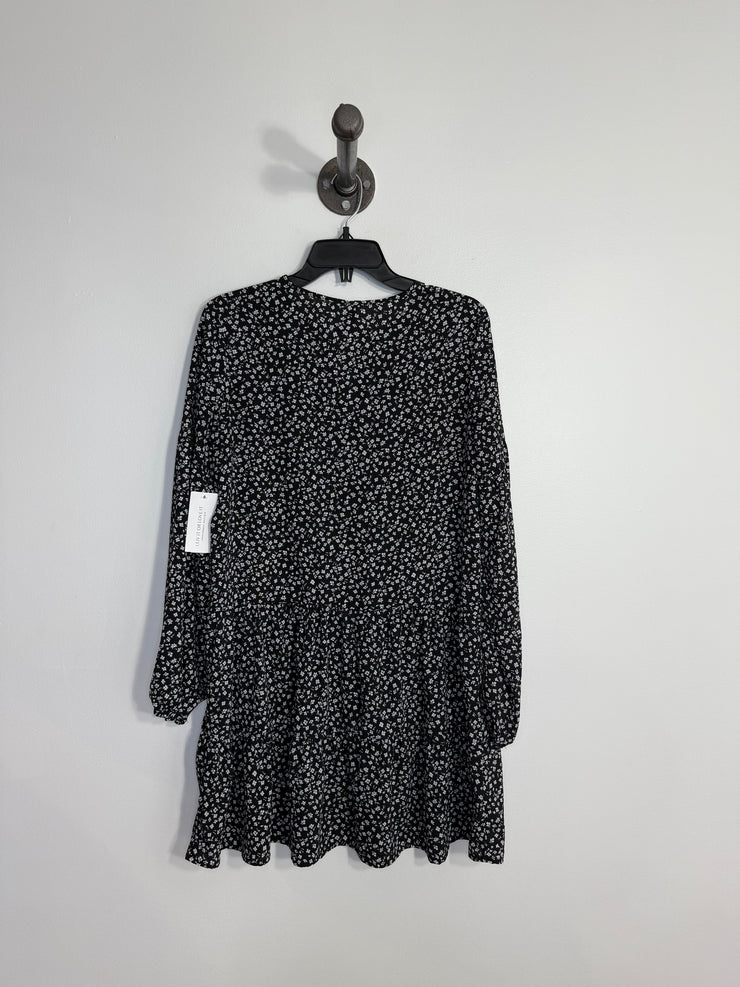 Divided Blk Floral Middi Dress