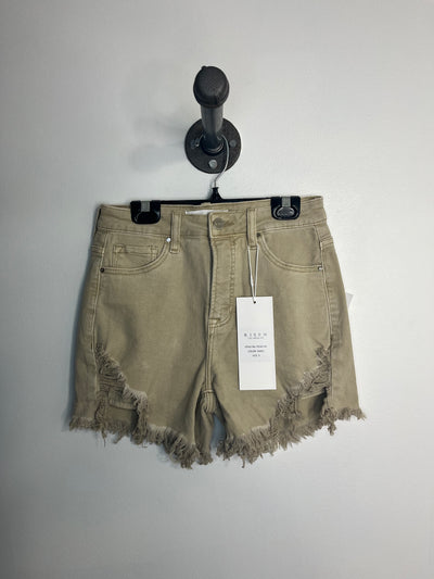 Risen Sand Distressed Shorts