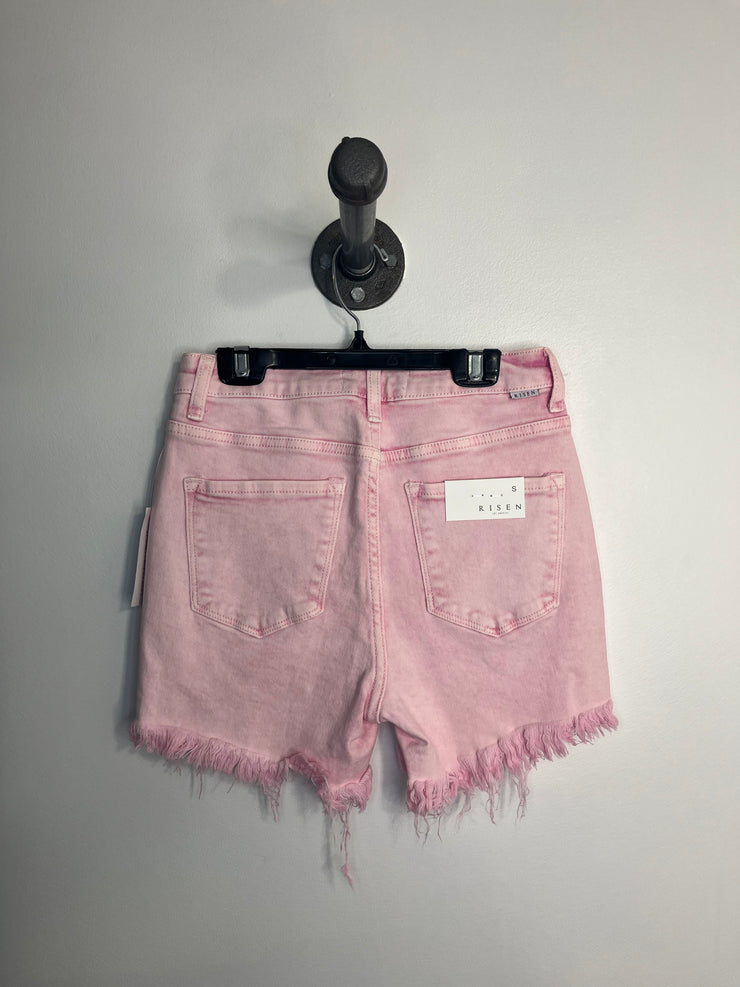 Risen Pink Distressed Shorts