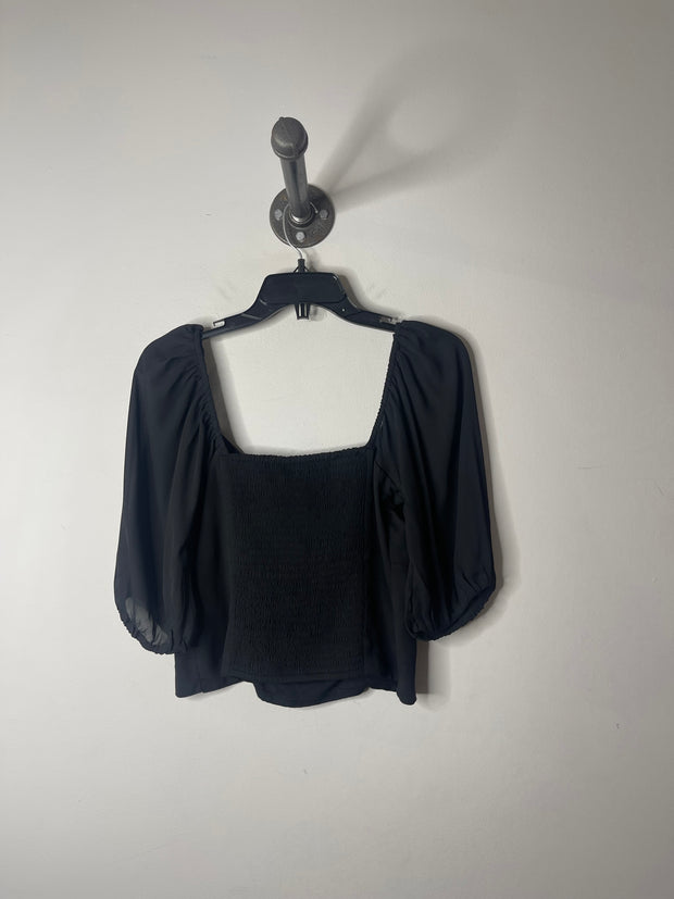 Abercrombie Blk PuffSlv Blouse