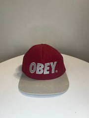 Obey Gry/Red Flat Cap