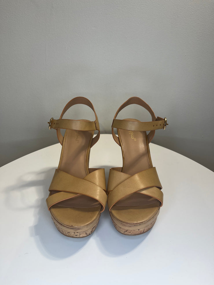 X Appeal Tan Sandal Wedges