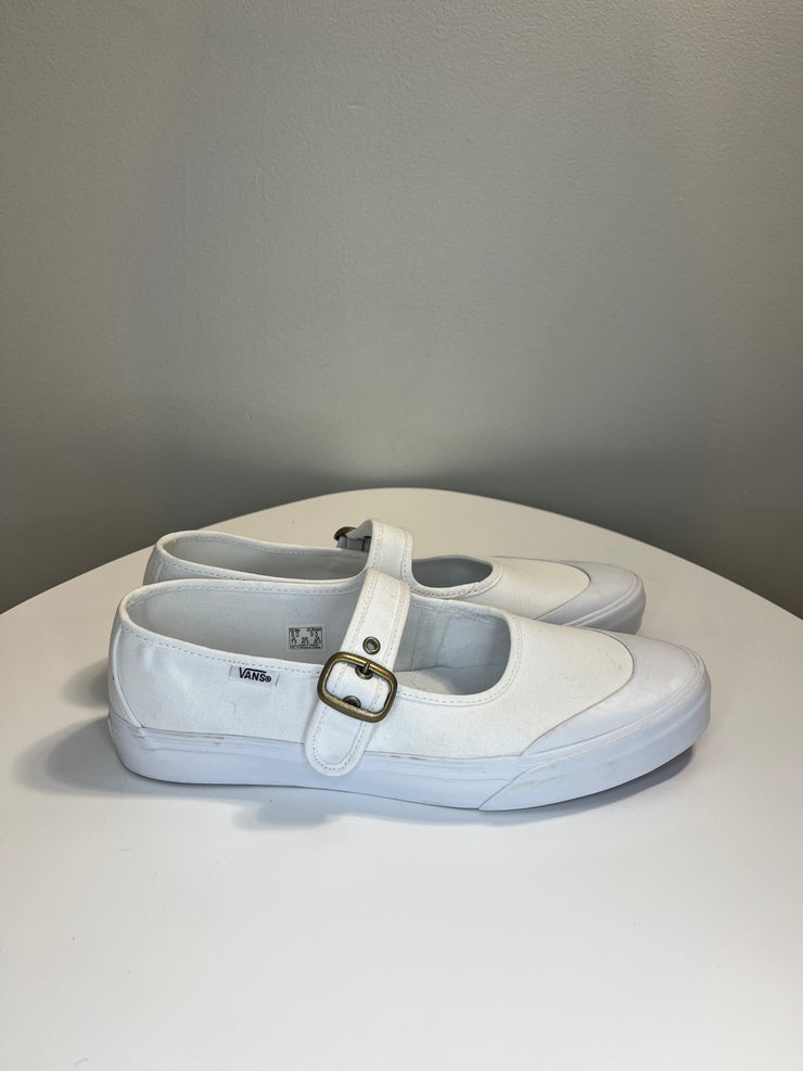 Vans White Flats with Strap