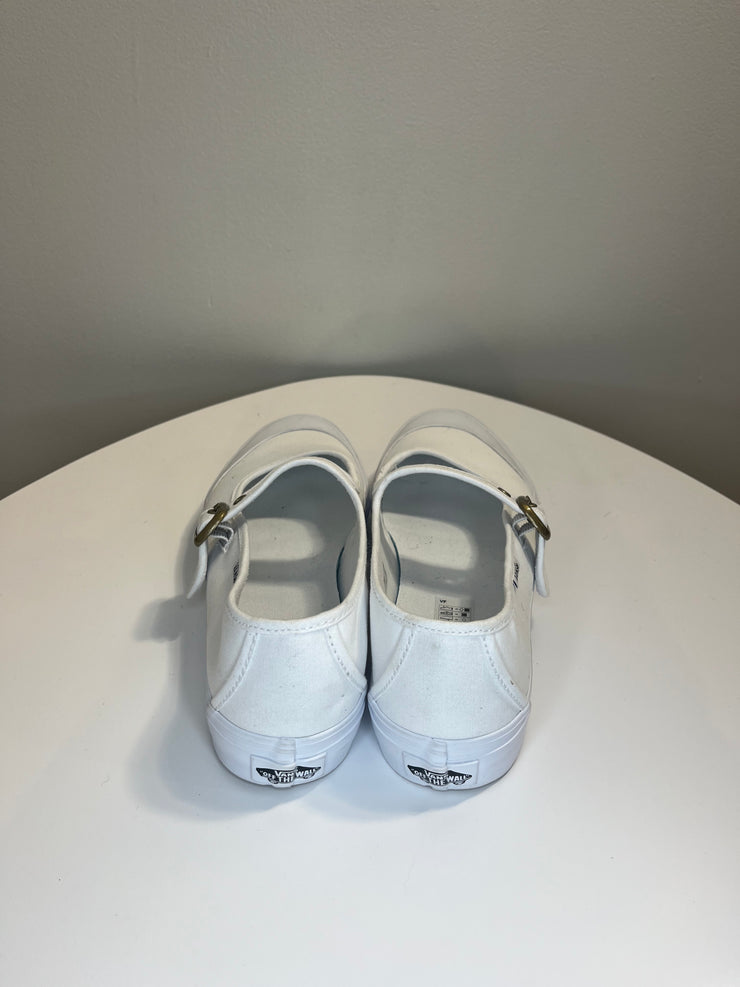 Vans White Flats with Strap