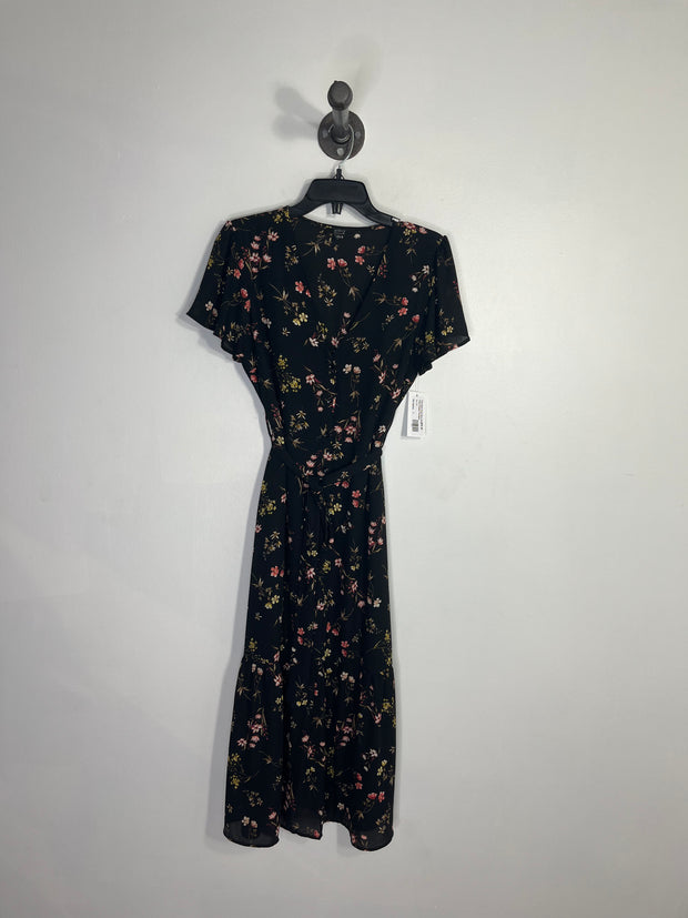 Privy Black Floral Wrap Dress