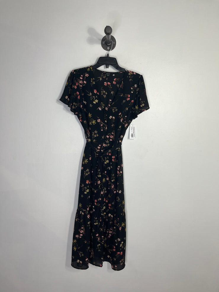 Privy Black Floral Wrap Dress