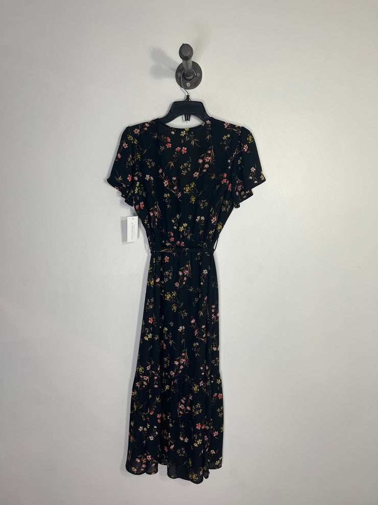 Privy Black Floral Wrap Dress