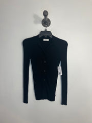 Babaton Blk Ribbed Button Up