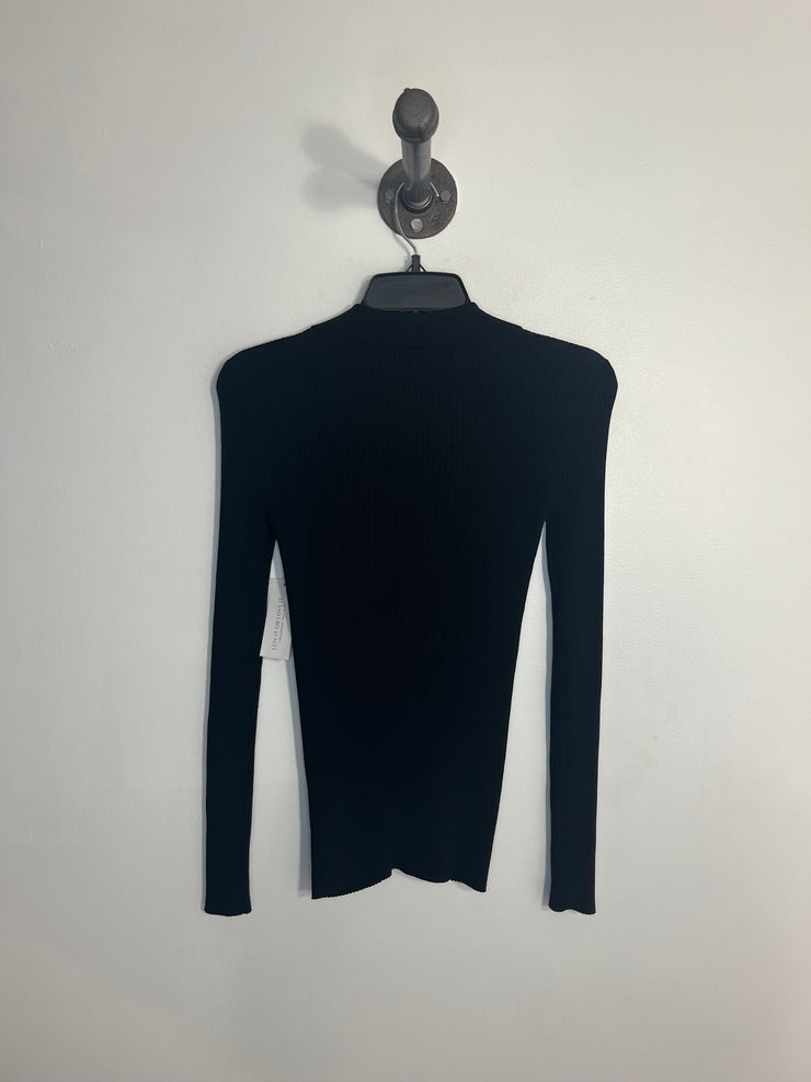 Babaton Blk Ribbed Button Up