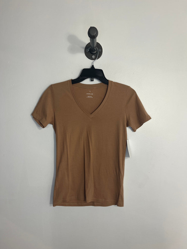 Everlane Tan V-neck Tee