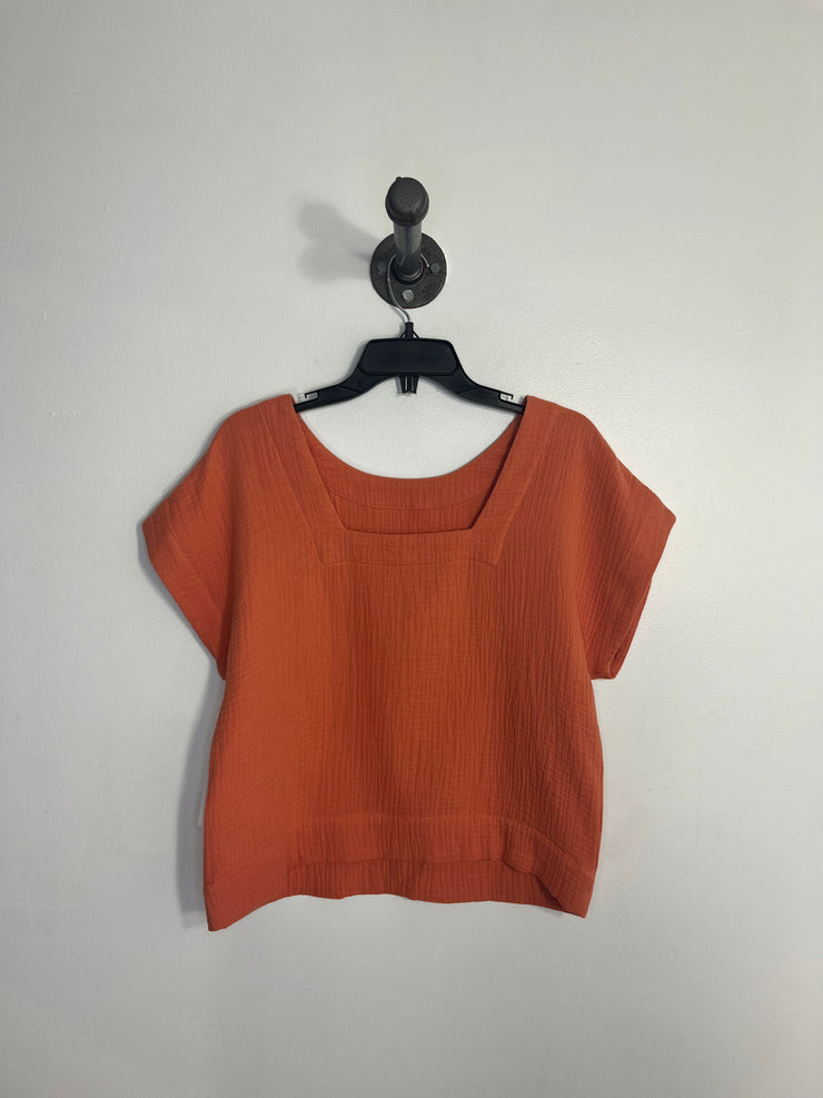 Madewell Coral Waffle Blouse
