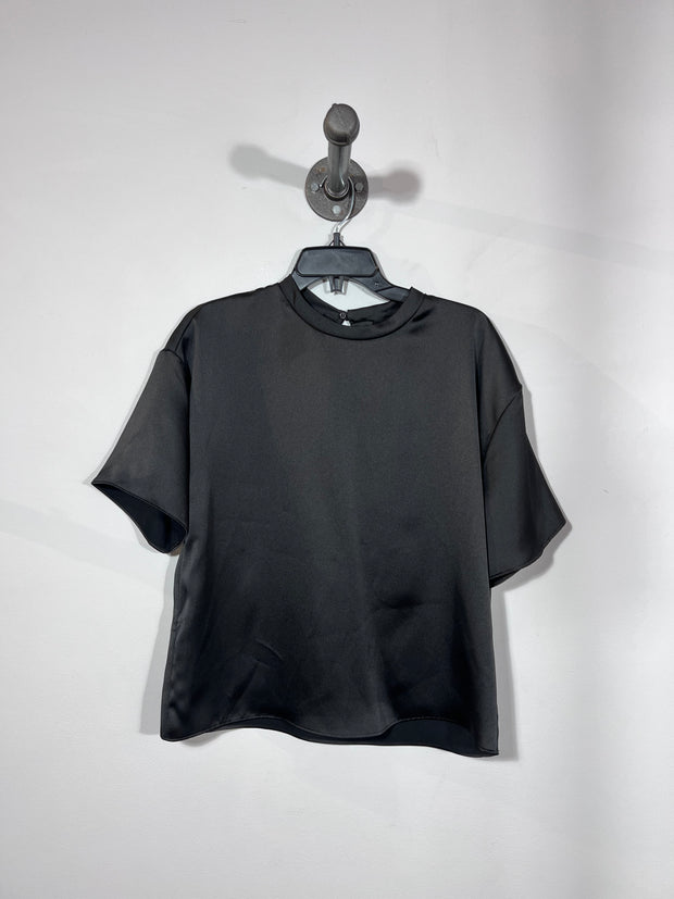 T-shirt en satin noir Zara