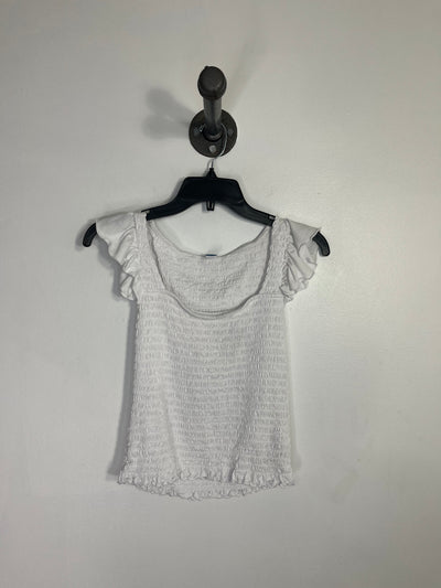 Old Navy White Ruffle Slv Top