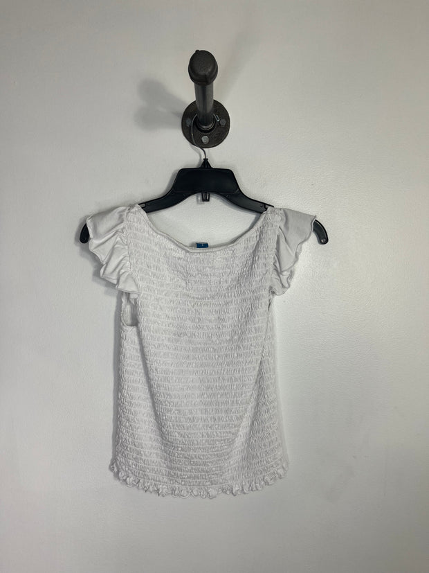 Old Navy White Ruffle Slv Top