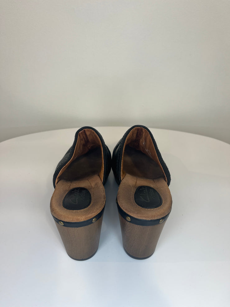 Clarks Black Slip On Heels