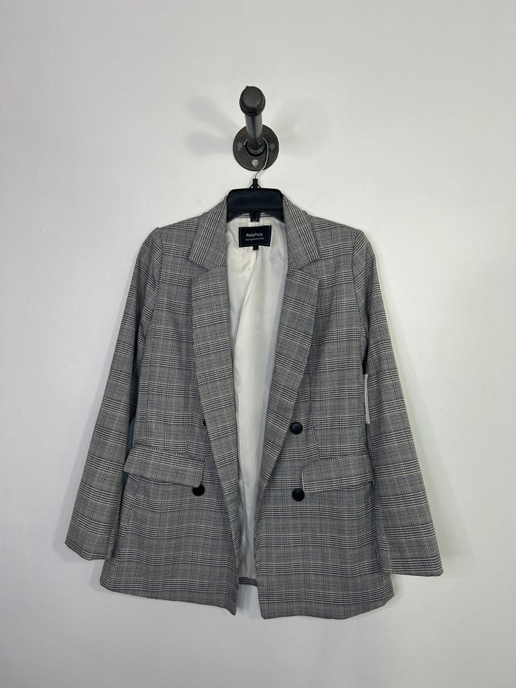 Roly Poly Plaid Button Blazer
