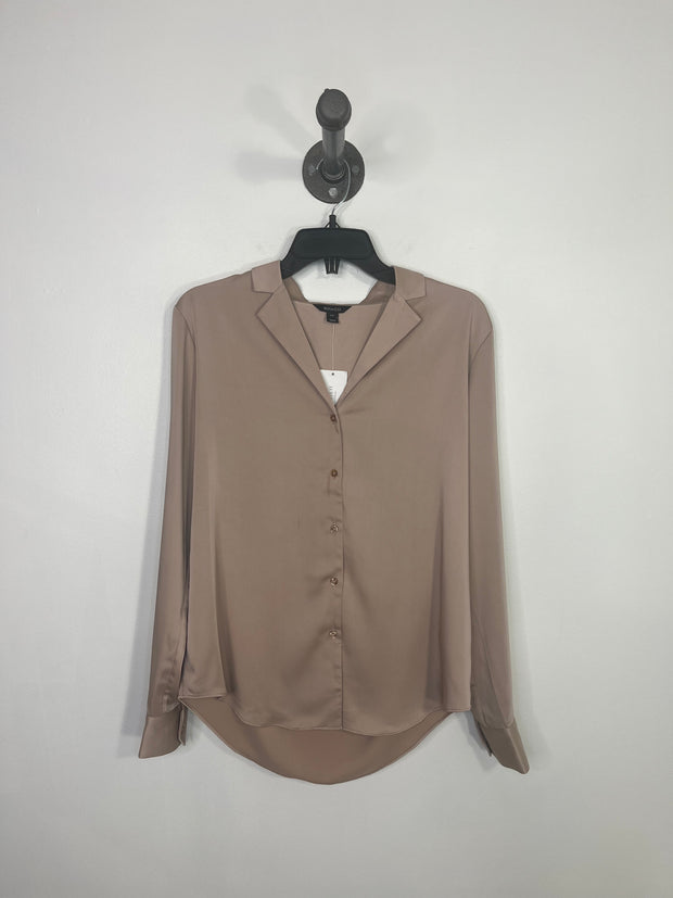 RW & CO Tan Button-Up Blouse