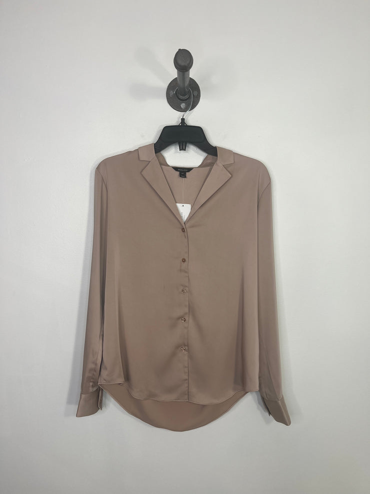 RW & CO Tan Button-Up Blouse