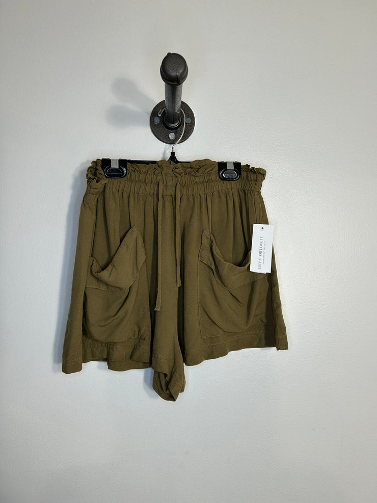 Zara Olive Paper Bag Short