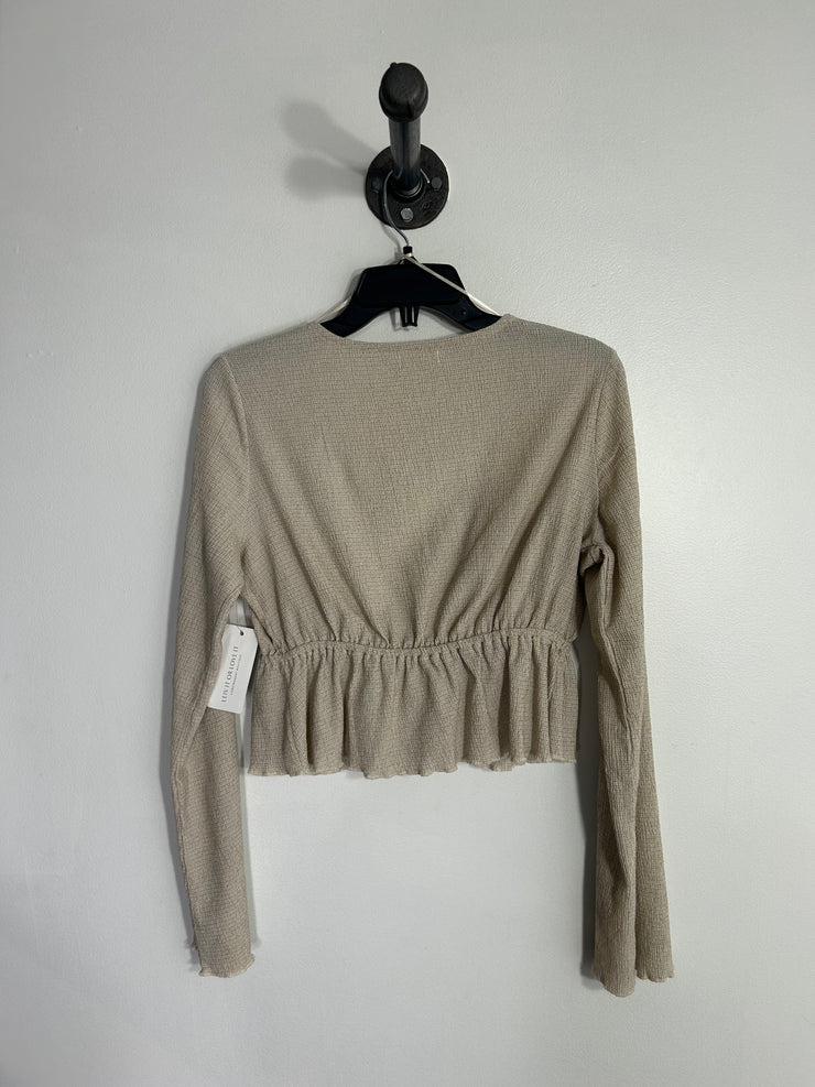 A.C.W. Beige Deep-V Blouse